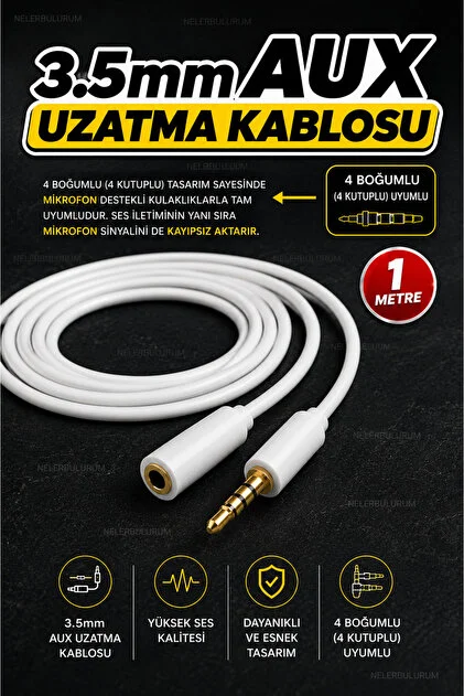 3 Metre 35MM Stereo Kulaklik AUX SES Uzatma