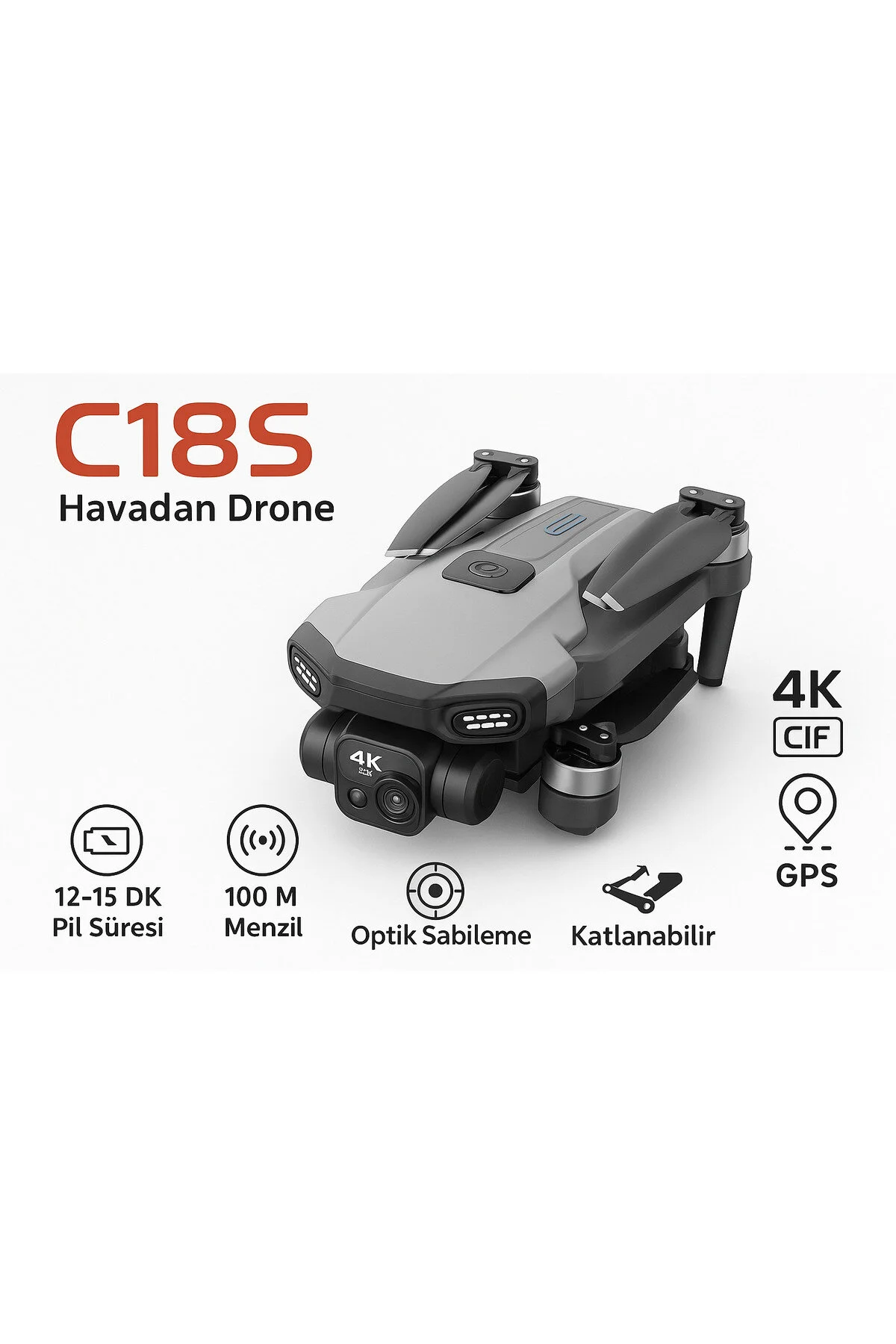 C18S 4K Gpsli Katlanabilir Drone Profesyonel