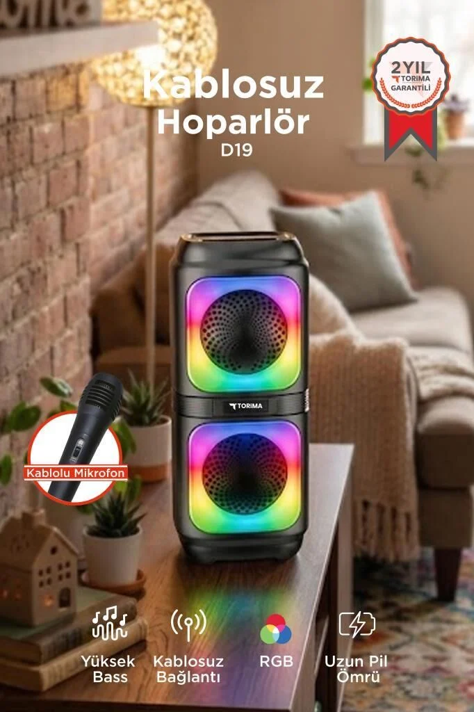 D19 Wireless TWS RGB Renkli Bluetooth Hoparlor