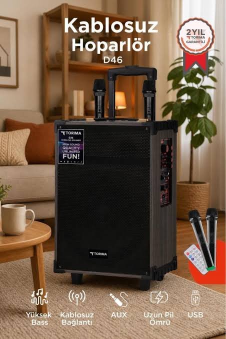 D46 Kahverengi USB TF BT TWS FM Cift Mikrofonlu