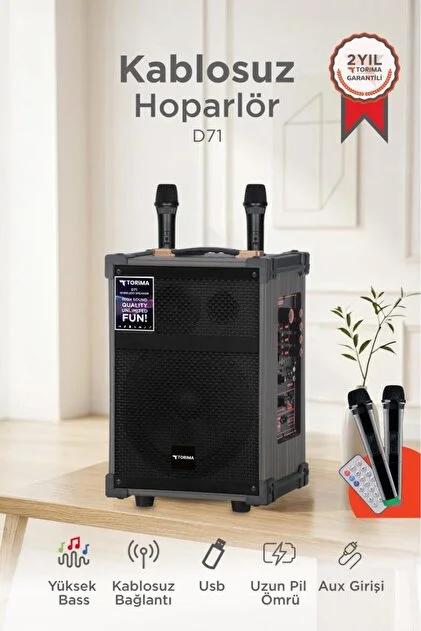D71 Bluetooth Hoparlor Cift Mikrofonlu Kablosuz