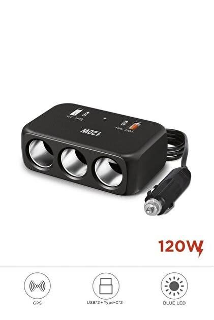 G18 Siyah 120W Coklu Cikisli Arac Sarj Cihazi 2X