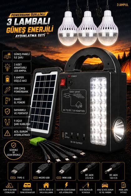 GD 8072 Gunes Aydinlatma Sistemi Lamba 4 Ampuller