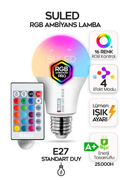 LED LD5 RGB LED Lamba Kumandali Ambiyans