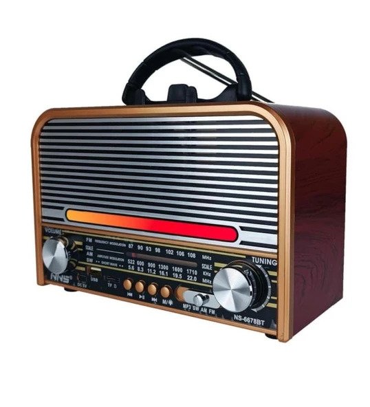 NS 8091 BT Wooden Retro Radio With Fmsw Portable M