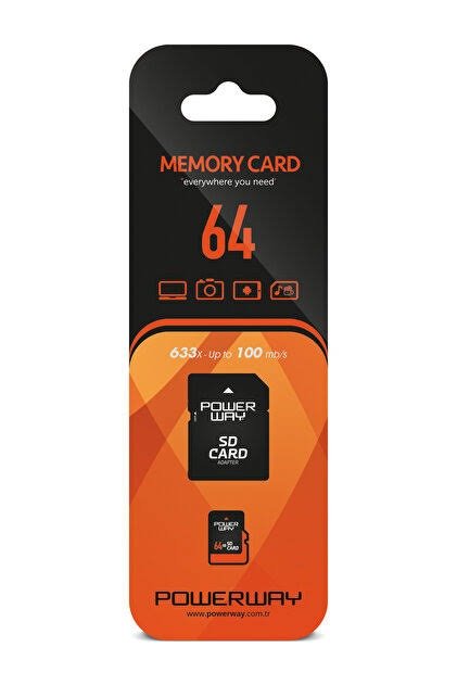 Powerway 64 GB Micro SD Hafiza Karti Class 10 Adap