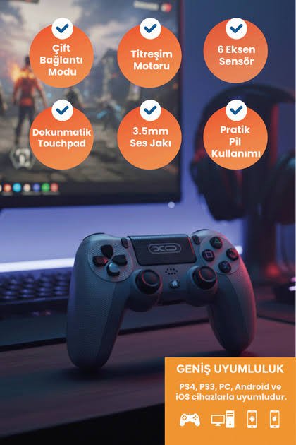 PS 4 Doubleshock Kablosuz Joystick Tablet Telefon Renkli 4 KOL Mavi Bordo