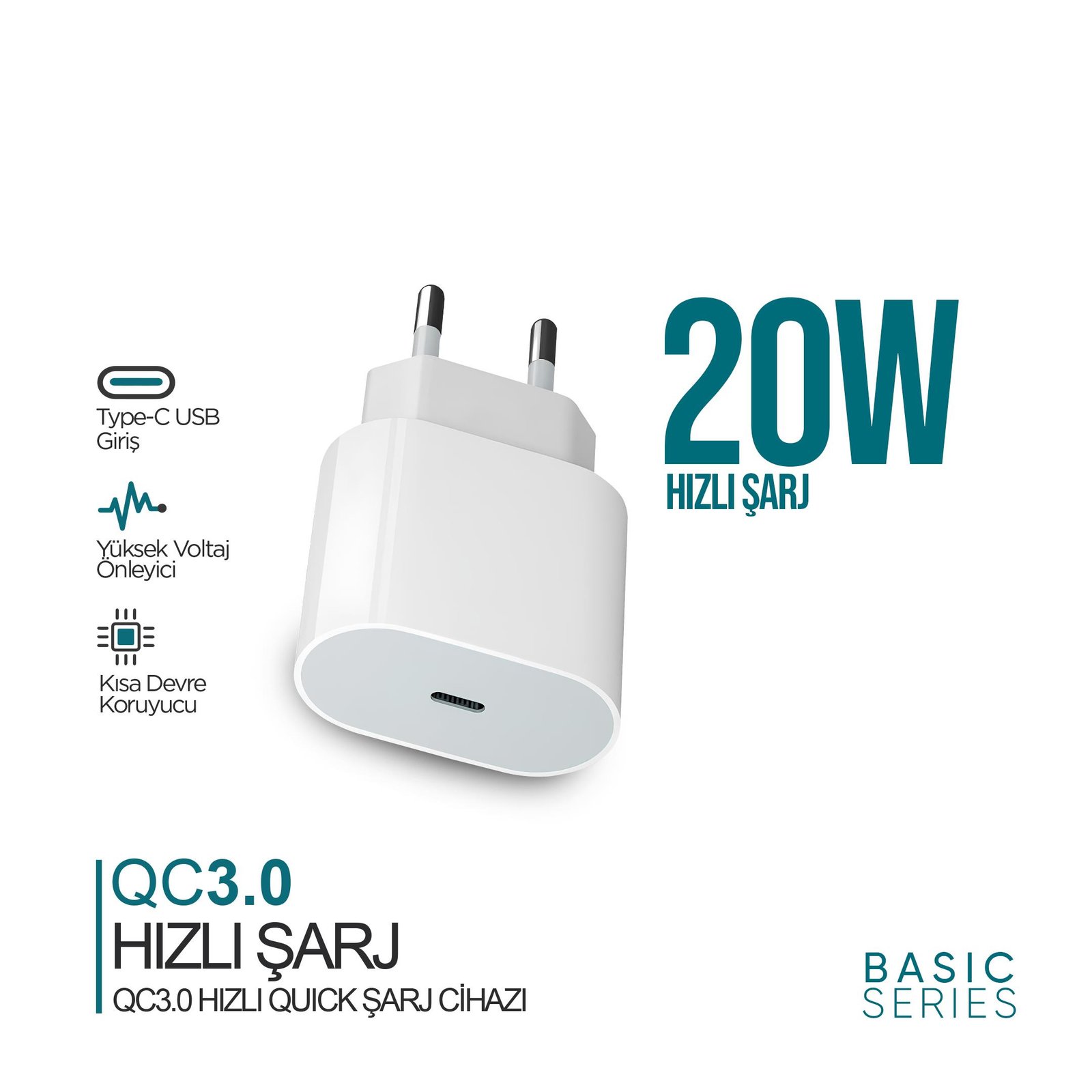 Qch220 Basic 20W Qualcomm 30 Hizli Sarj Adaptoru