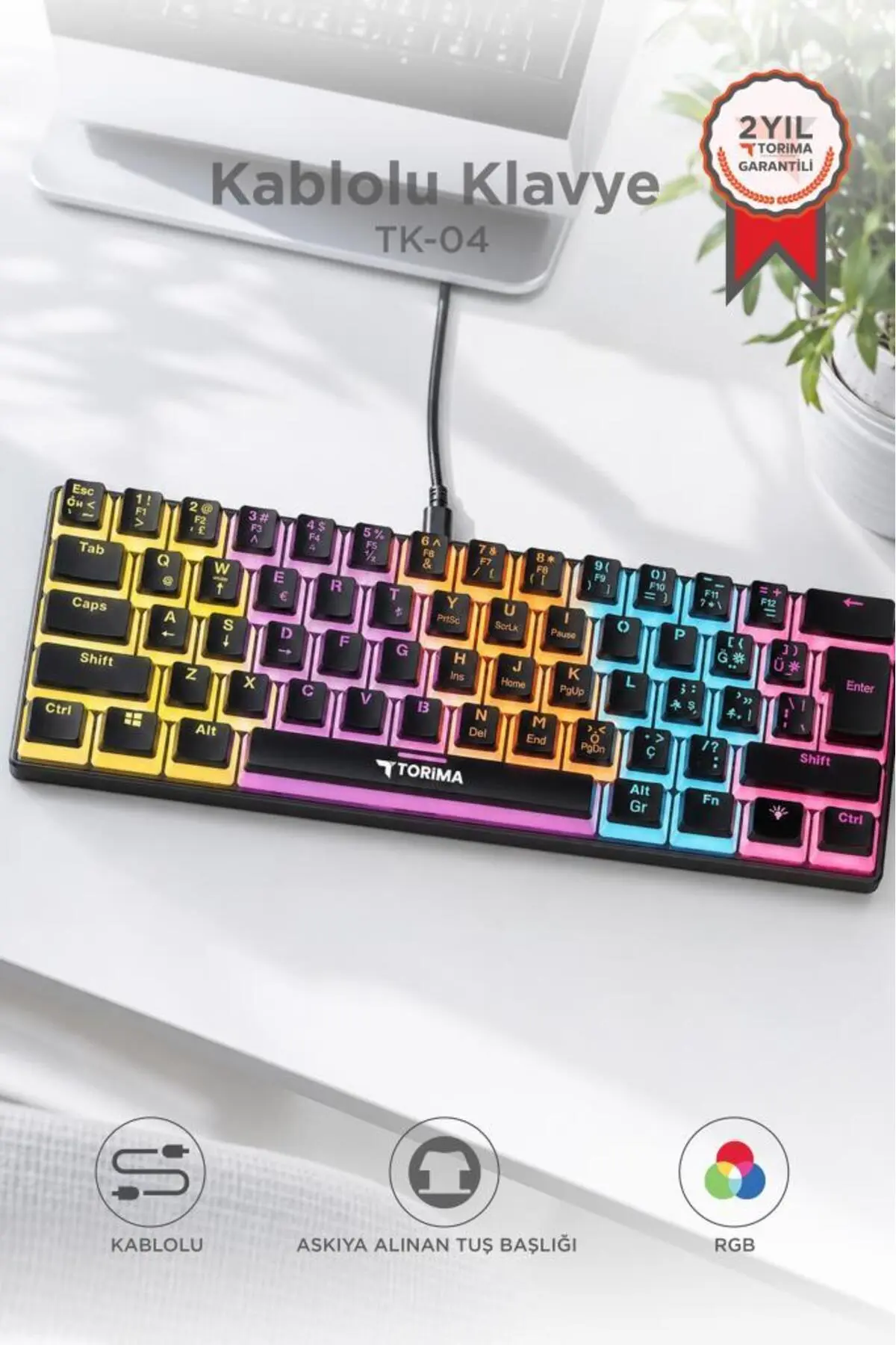 TK 04 Mekanik RGB Isikli Kablolu Q Klavye