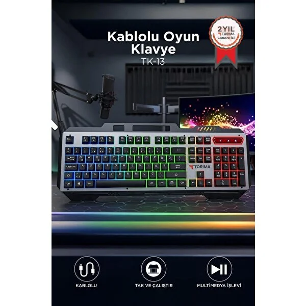 TK13 Siyah Oyuncu Klavyesi RGB Isikli Mekanik