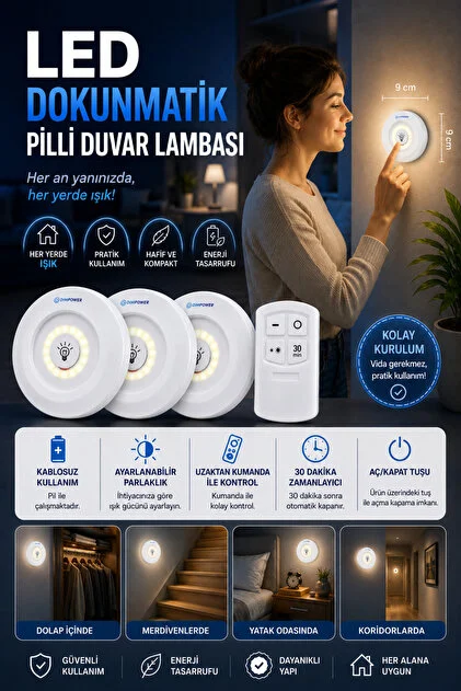 Uzaktan Kumandali 3 LU Ayarlanabilir Spot LED